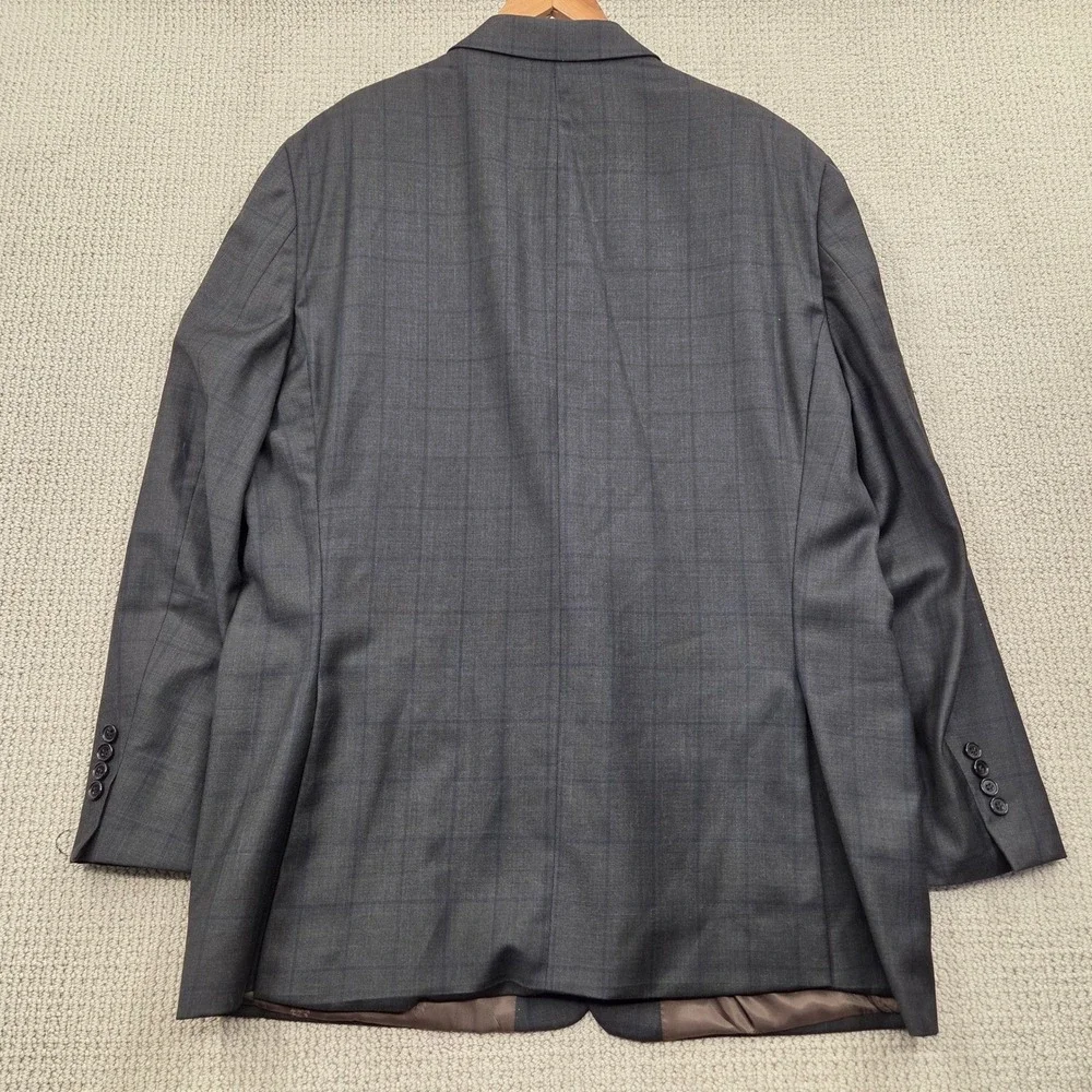 Lauren Ralph Lauren Mens 48L‎ Wool Blazer Gray Windowpane Plaid Suit Jacket